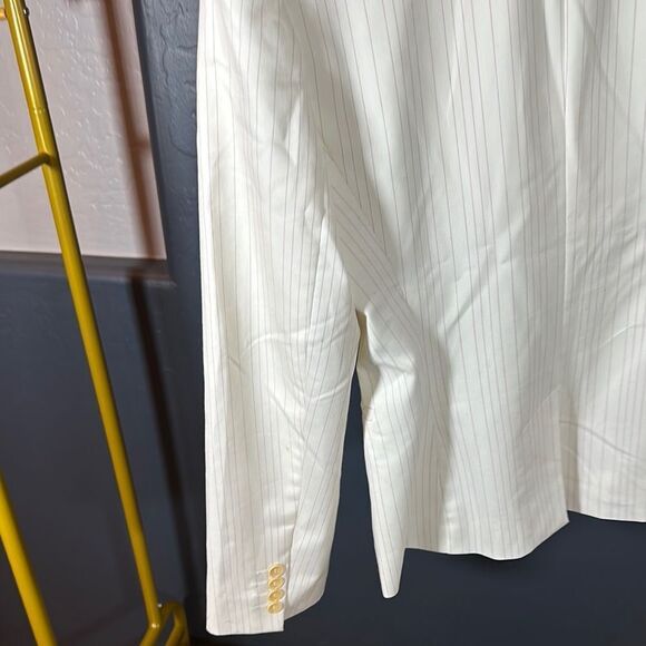IPEKYOL Pink and cream  Pinstripe Women's Blazer - Picture 6 of 12